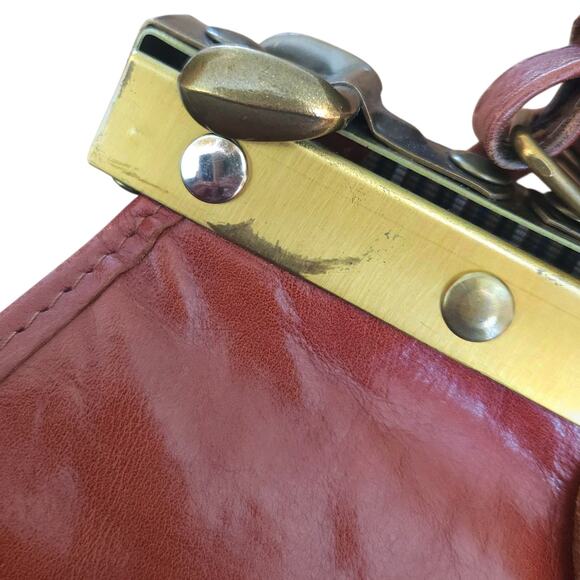 vtg CE.DI 2 Italian leather satchel crossbody Gladstone frame doctor bag purse - Picture 7 of 11